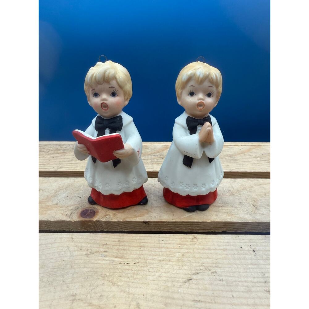 Vintage Homco Porcelain Choir Boy Christmas Ornaments Set of 2 - #5552 Sri Lanka